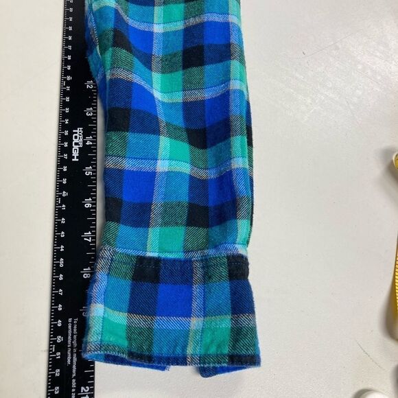 OCEAN PACIFIC, Men’s Plaid Flannel Western style shirt, Sz S(34-36), blue&green - Picture 4 of 8